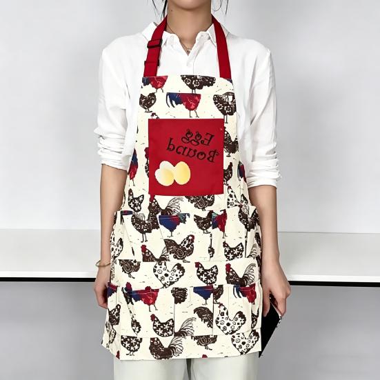 Canvas Apron with Multi-Pockets Egg Gathering Apron for Farm Home Adjustable