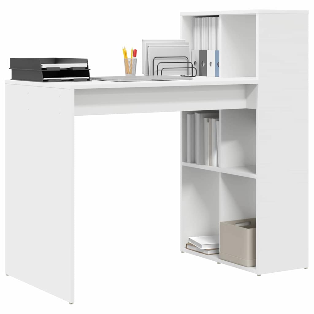 Weißer Schreibtisch mit Regal 108 x 55 x 103,5 cm Holzwerkstoff