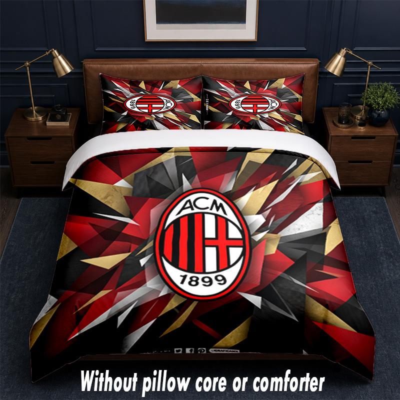 AC Milan Design Postel Sada povlečení 1 povlak na přikrývku + 2 povlaky na polštář Měkké prodyšné domácí lůžkoviny