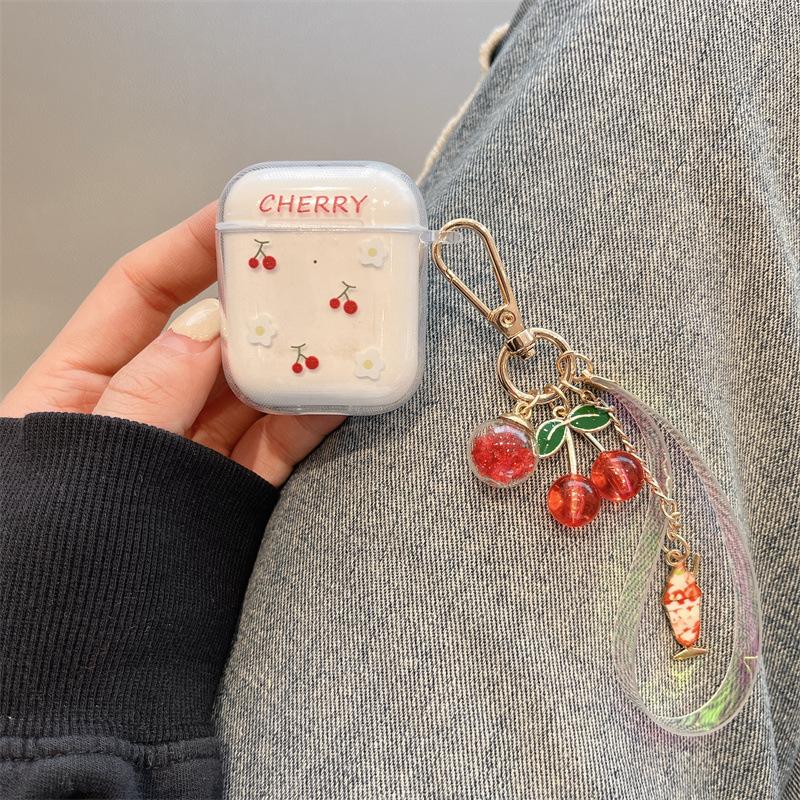 Cute cherry for AirPods 1 /1 generation Pro earphone case 1st generation earphone case transparent soft case female fresh