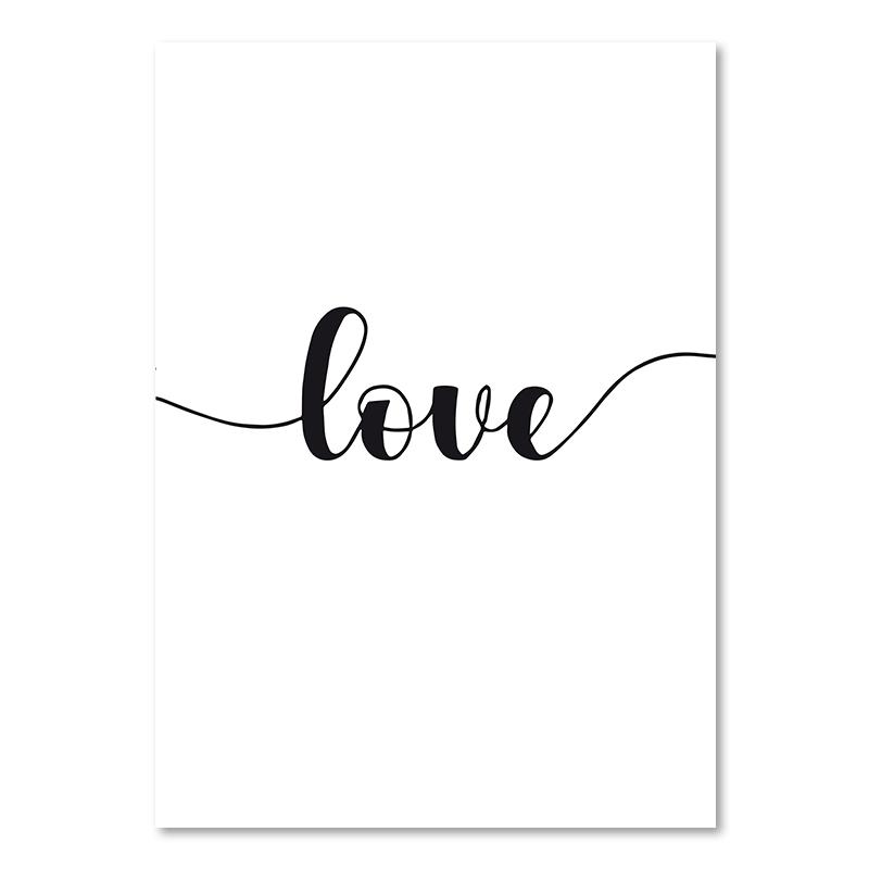 Schwarz-weißes Lebenszitat auf Leinwand, Gemälde im skandinavischen Stil, Liebesposter und Druck, nordische Wandbilder für Wohnzimmer, Heimdekoration