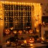 LED String Lights Halloween USB Icicle Lights Warm White 6M 100LED/10M 200LED 8 Modes for Window Eaves Porch Party Decor
