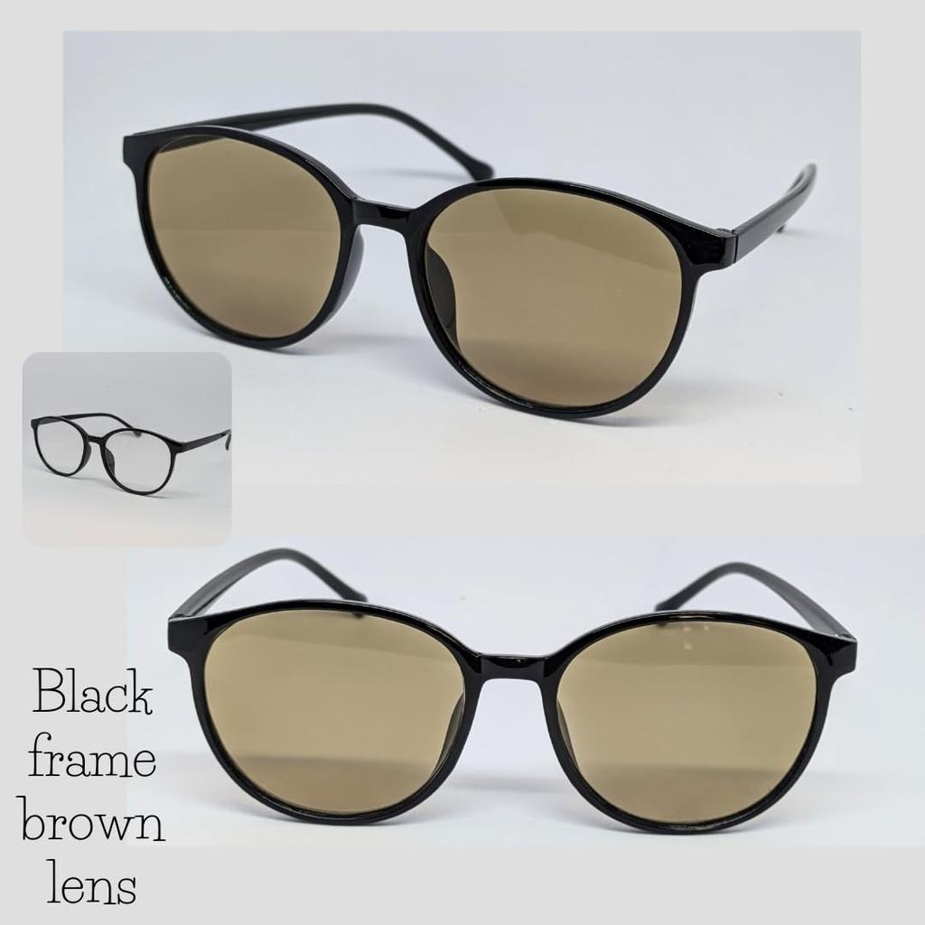 Blue Light Blocking PC Boston Soft Photochromic Lenses X [pokiele] Sunglasses, Style, (Black Brown)