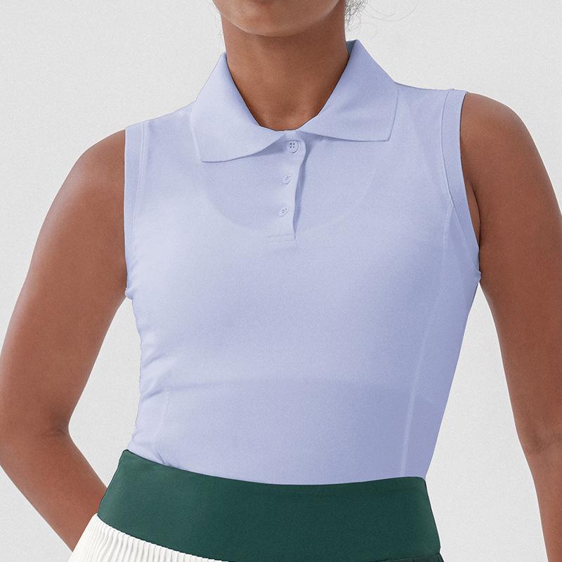 

Женская футболка поло без рукавов приталенного кроя - Спортивный повседневный топ для тенниса и фитнеса M небесно-голубой