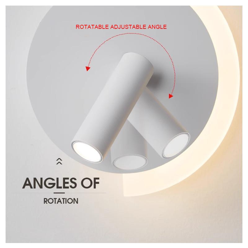 Modern wall lamp bedroom bedside switch 110Vroom hotel lighting Scorce indoor living room corridor rotating wall lamp decoration