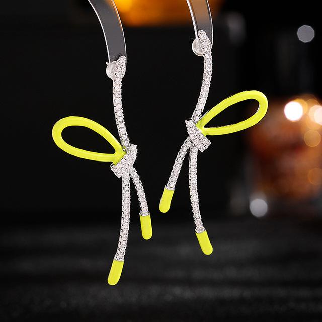 Summer Fashion Ribbon Bowknot Stud Earrings for Women Brand Design Statement Girls Ear Studs Enamel Plated Jewelry