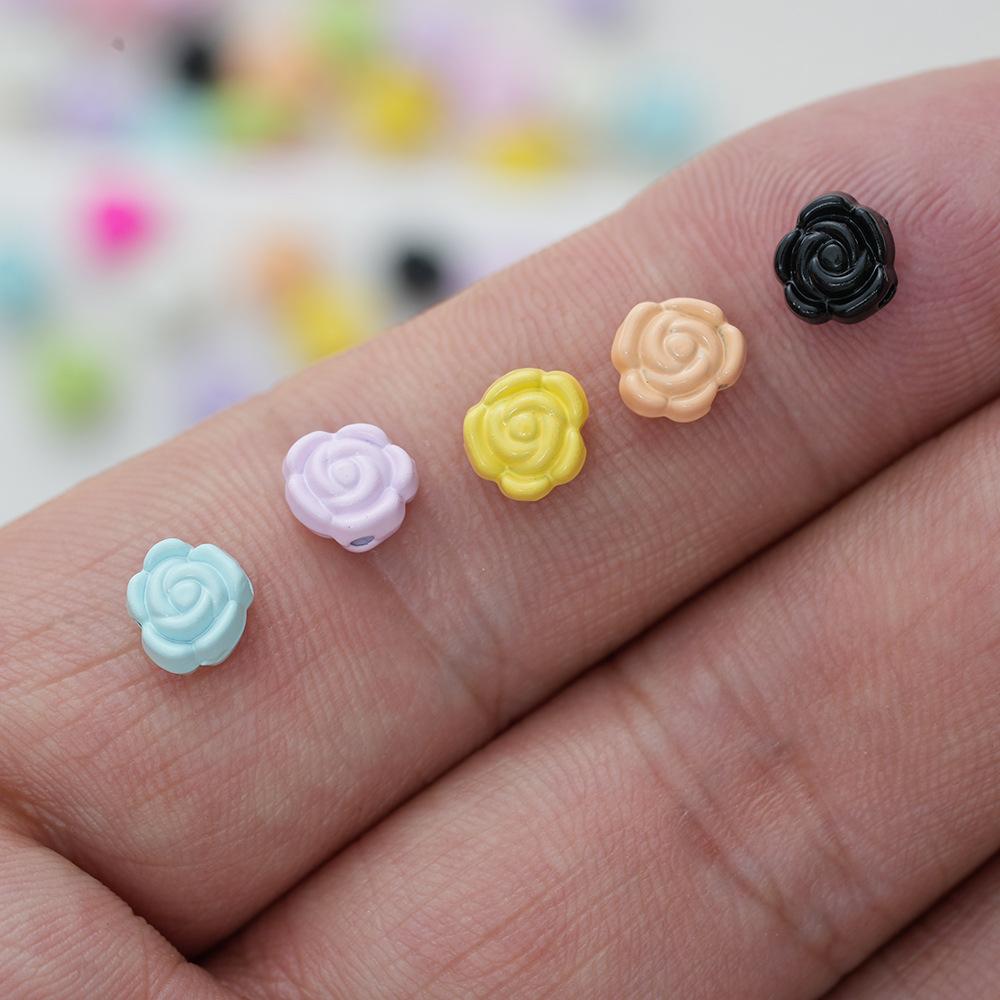 6Mm Legierung Farbige Rosenperlen Perlen DIY Handgefertigt Halskette Armband Ohrschmuck Gerades Loch Blume Zubehör Material