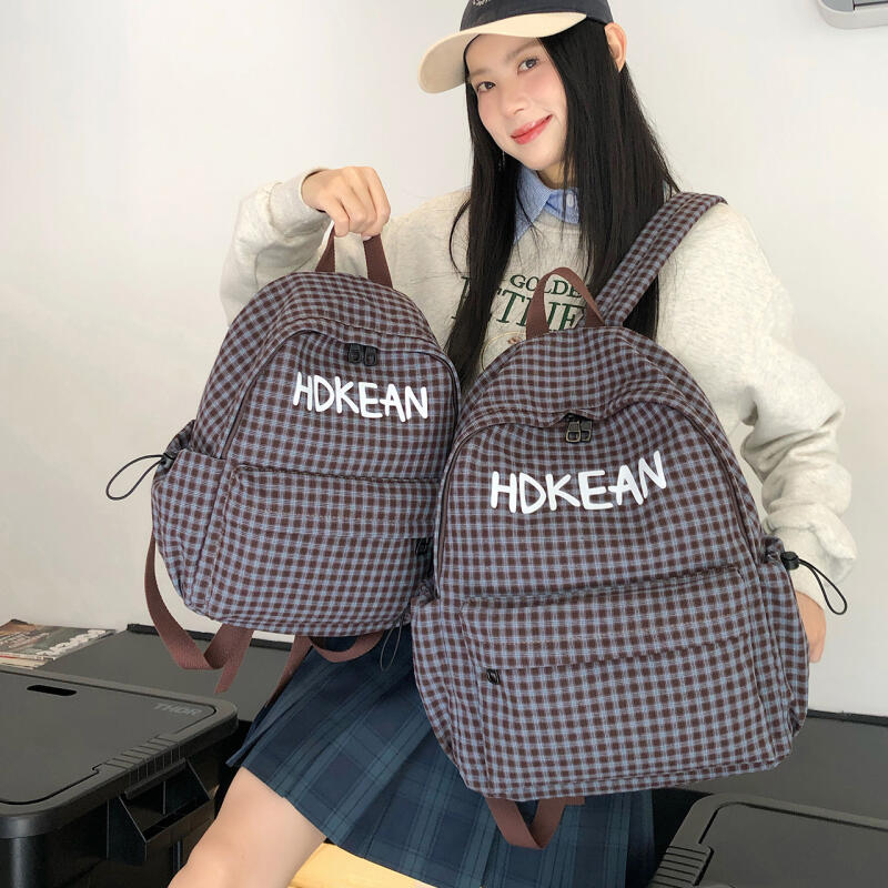 Junior School Bag Women's Check Backpack College Style Travel Backpack