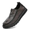 Outdoors Men's Shoes Men Combat Desert Casual Shoes Zapatos Hombre Genuine Leather Sewing Lace-up Hiking Shoes Leisure Flats