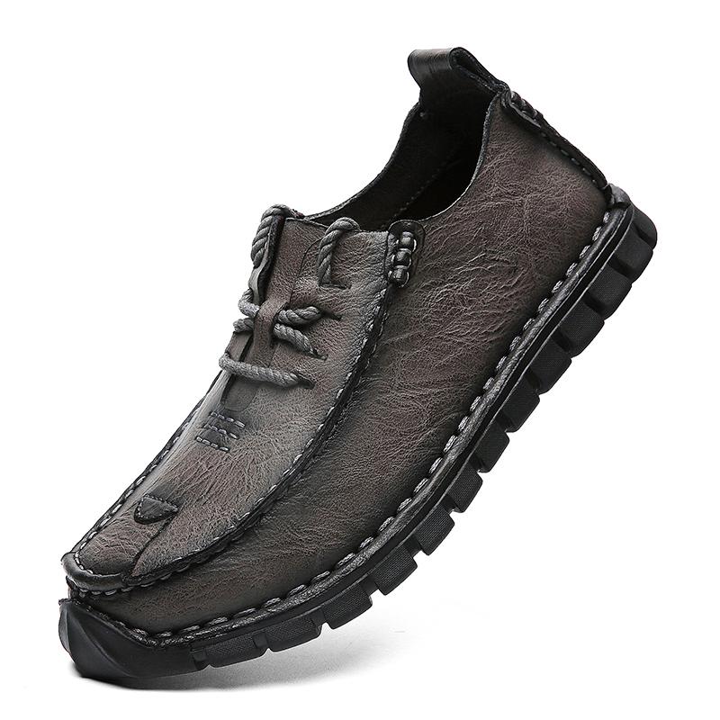 Fashion Outdoors Men's Shoes Men Combat Desert Casual Shoes Zapatos Hombre Genuine Leather Sewing Lace-up Hiking Shoes Leisure Flats