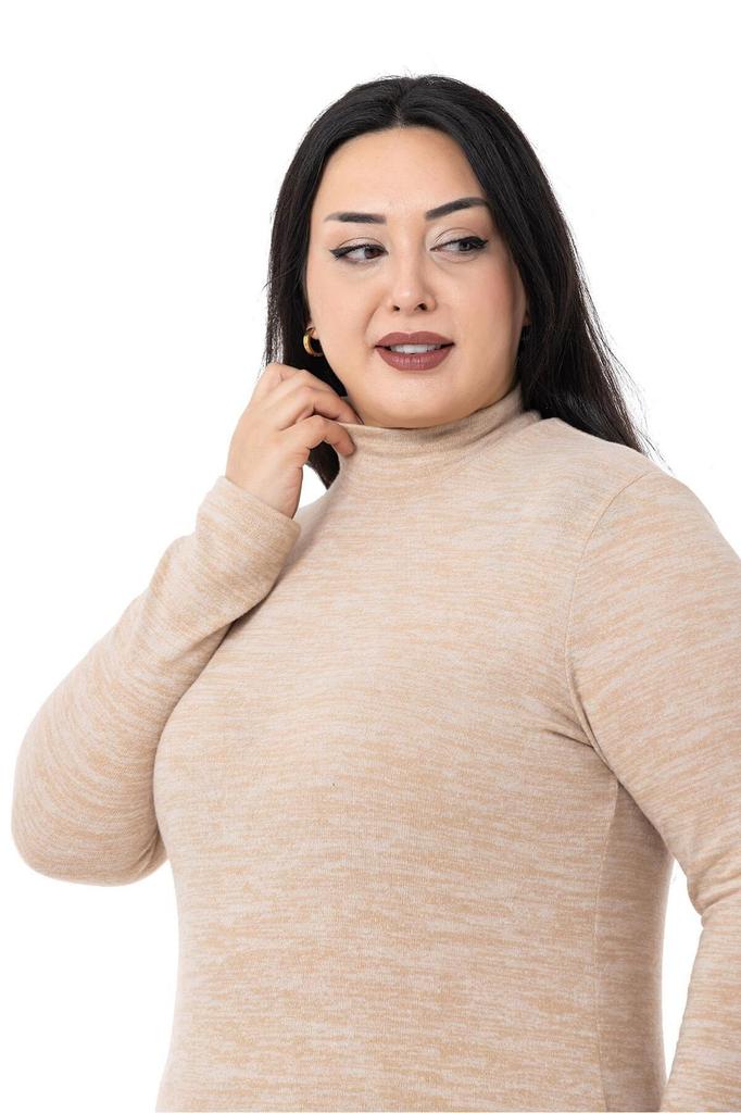 Women's Style Big Size Body Plus Size Half Turtleneck Long Sleeve Knitwear Black Body