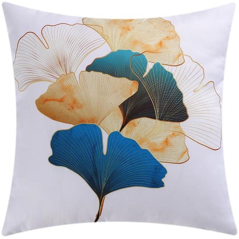 45x45 Cm Ginkgo Print Cushion Cover for Living Room Sofa Bedroom Home Decoration Square Polyester Pillowcase Waist Pillow Cover