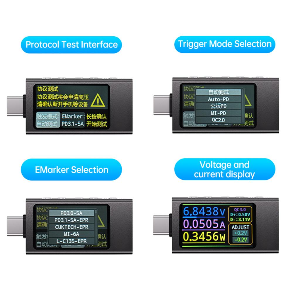 KWS-X1 Type-C Current and Voltage Monitor DC 4-30V 0-12A Power Meter Tester PD Battery Capacity Digital LCD Display Meter
