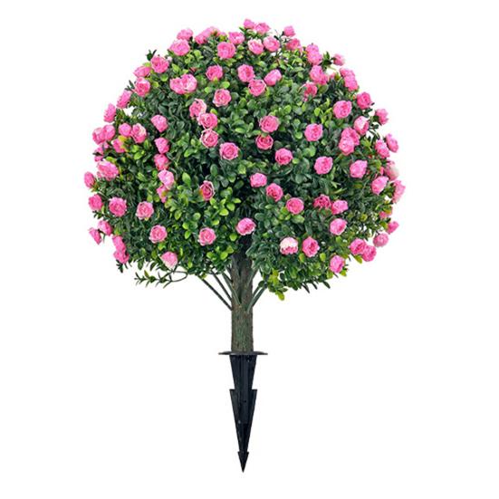 Artificial Topiary Ball with Lavender Flowers 16 Inches UV Resistant Faux