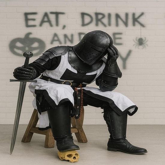 Středověká rytířská zbroj Sada Celotělový kostým křižáckého templáře