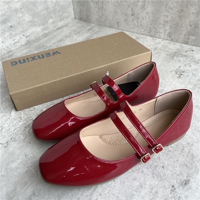 Fashion Flat Shoes for Women's 2024 Spring/summer New Mary Jane Ladies Shoes Square Toe Black  Ladies Shoes  Loafers Women