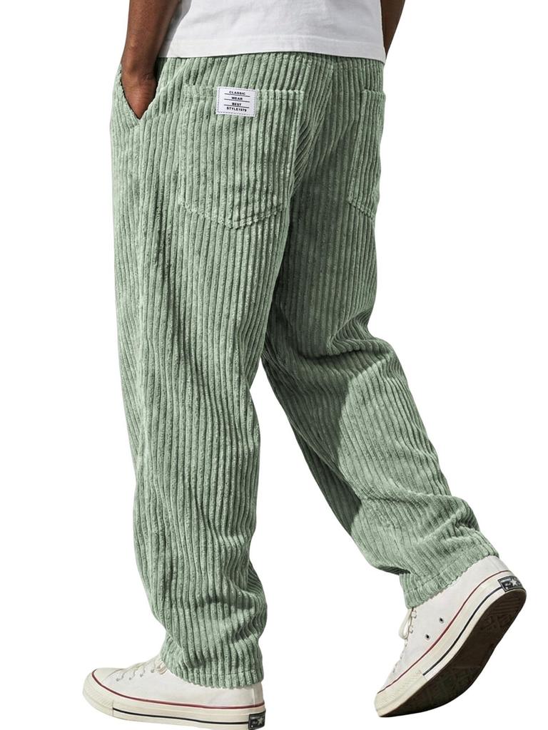 European & American Men's Double Pocket Embroidered White Label Casual Stripe Pants ()