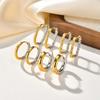 18K Gold Plated Two Tone Earrings for Women, Stainless Steel Earrings, Chunky Thick Dangle Earring Statement Jewelry