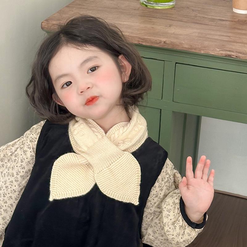 Autumn And Winter Children'S Scarf Cute Baby Warm Knitted Scarf Fashionable Boys And Girls Cross Scarf Neck Cover