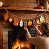 Wood Hanging Banner Decors Cutout Pendants Fall Wooden Garland  For Thanksgiving Decor