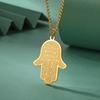Jeshayuan NEW Hamsa Hand of Fatima Pendant Necklace For Women Jerusalem Hebrew Stainless Steel Men Necklaces Party Jewelry Gift