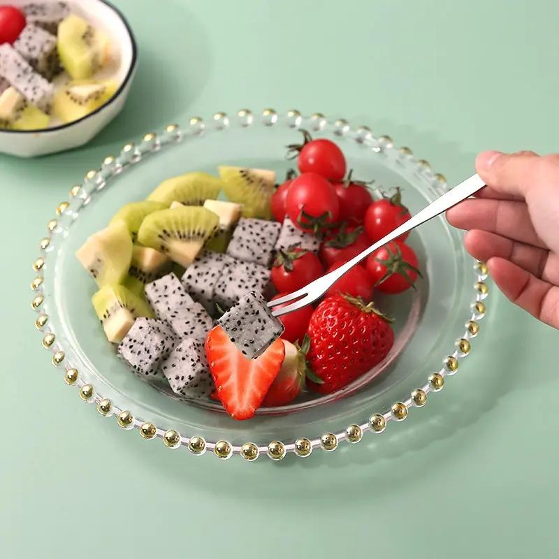 10 Pcs Stainless Steel Two-tine Fork Fruit Fork Set Tableware Multiple Use Snack Cake Dessert Forks Cafeteria Home Flatware