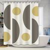 Modernt geometriskt duschdraperiset 180x180cm med gula prickar för badrumsdekoration i vitgrå färg med krokar (SS)