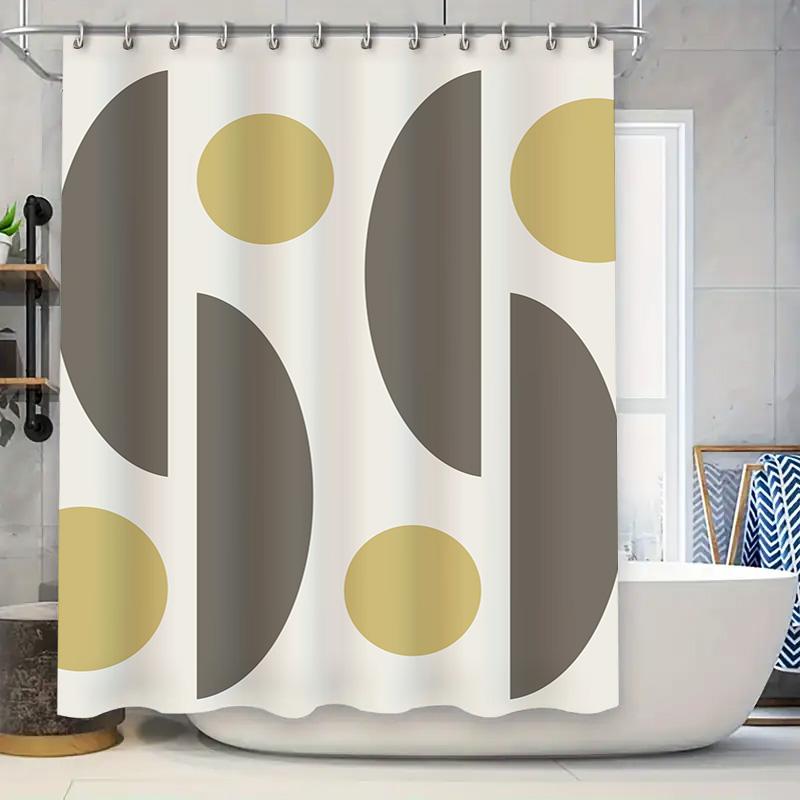 

Современный геометрический набор штор для душа 180x180см Желтый точечный дизайн для украшения ванной комнаты в белом и сером цвете с крючками (SS) 90x180cm