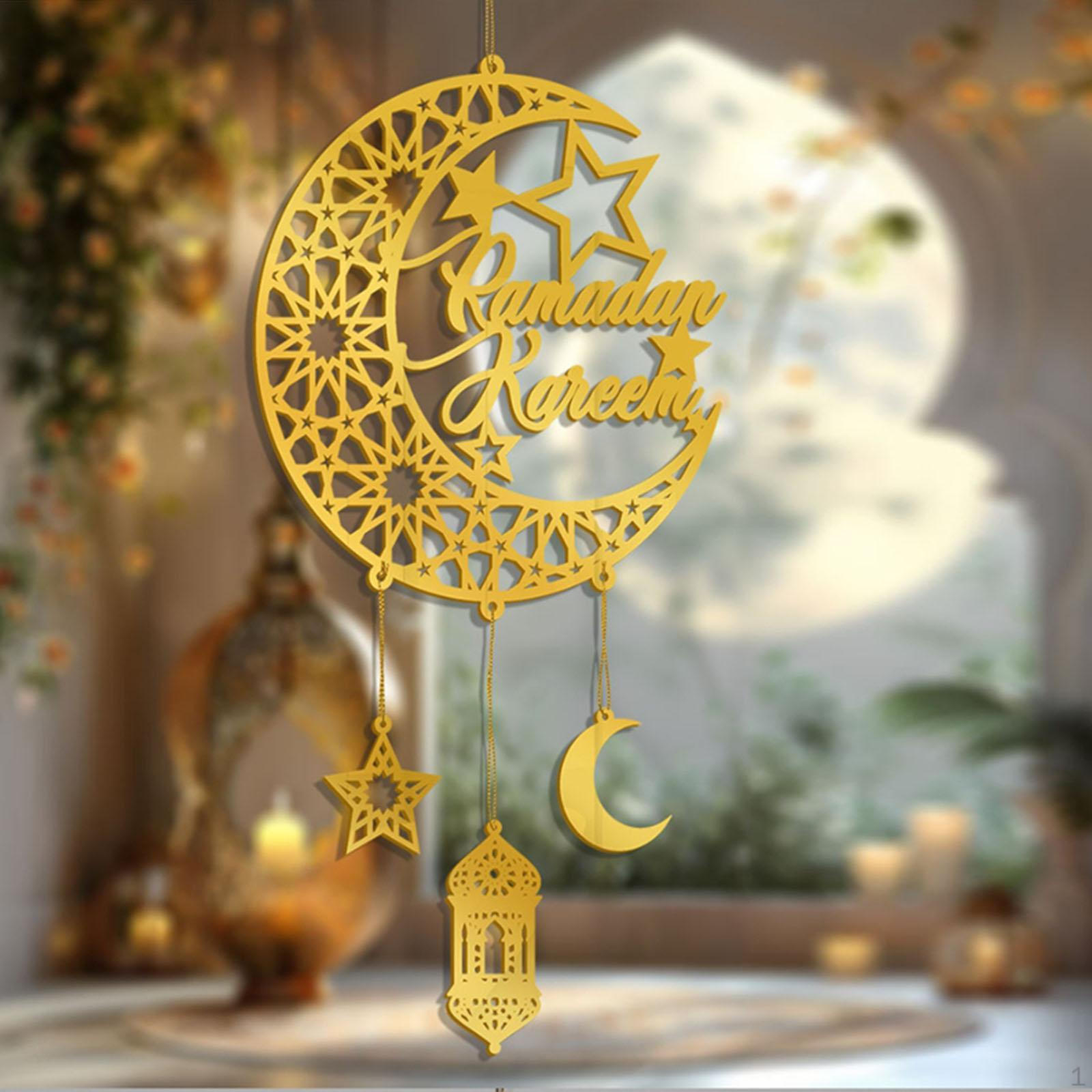 Рамадан Подвесное Украшение Золотой Акрил для Стены Окна Подарок Мубарак Ид Вечеринка Мусульманский Полумесяц Style A