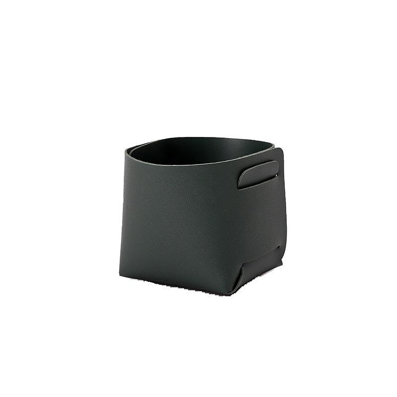 Nordic Makeup Leather Storage Pen Holder Desktop Sundry Collapsible Remote Control Sundry Bucket Storage Box