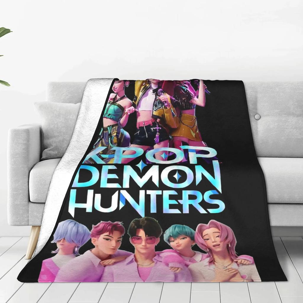 Hunt-rix & s-aja boys Flannel Blanket K-pop De-mon Hunters Vintage Throw Blankets for Bed Sofa Couch 200x150cm Bedspreads