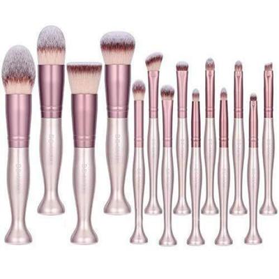 Stojací štětce na make-up 14 ks sada štětců, růžové zlato, 14 ks