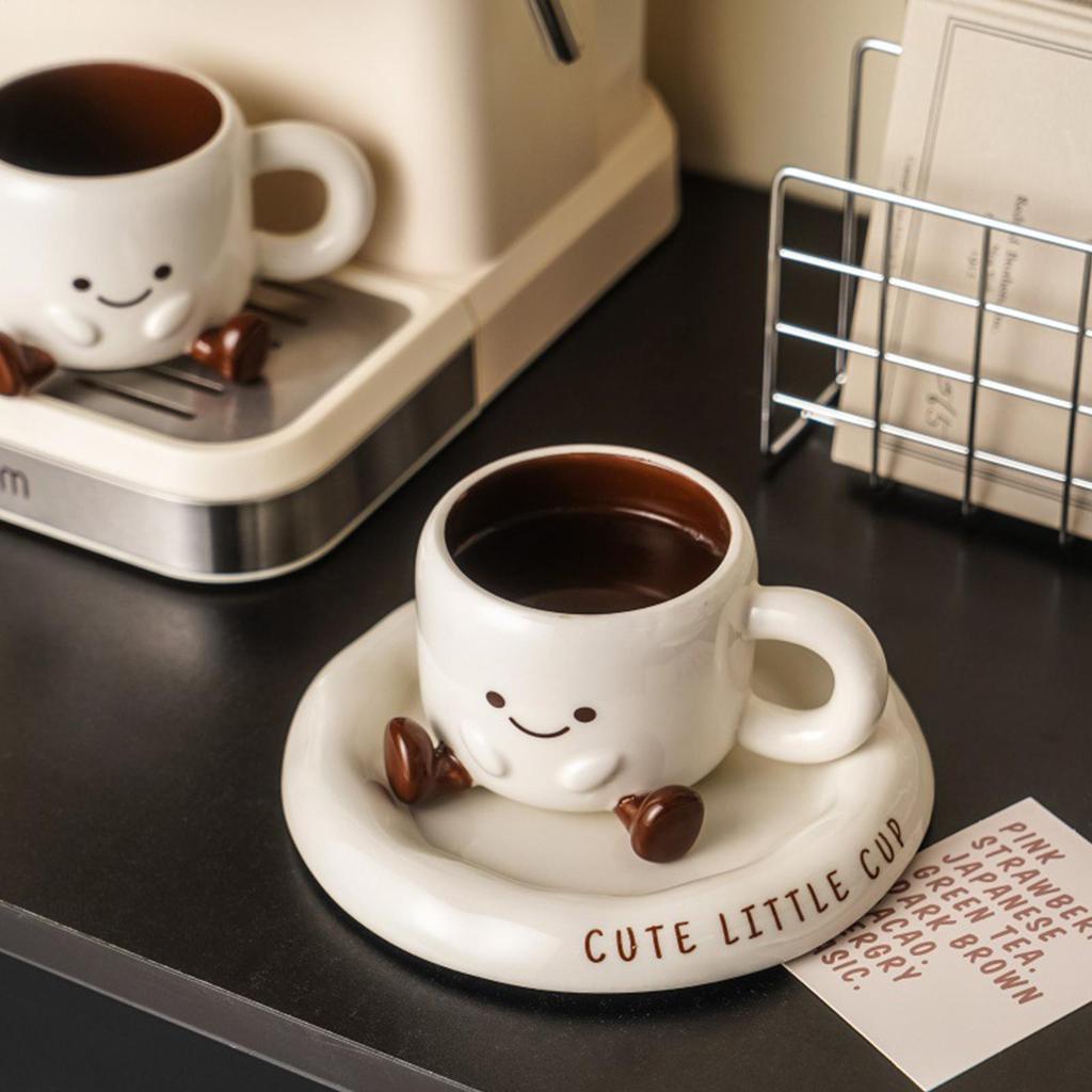 250ml 3D Fuß Keramiktasse mit Untertasse Cartoon Fuß Kaffeetasse Hitzebeständiger Trinkbecher für Tee Milch Kalte Heiße Getränke