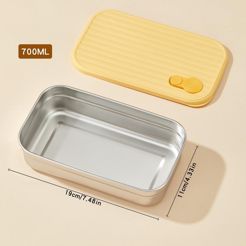 Portable Lunch Box Outdoor Picnic 1/2 Grids Large Capacity Fruit Salad Food Storage Container 304 Stainless Steel Bento Box