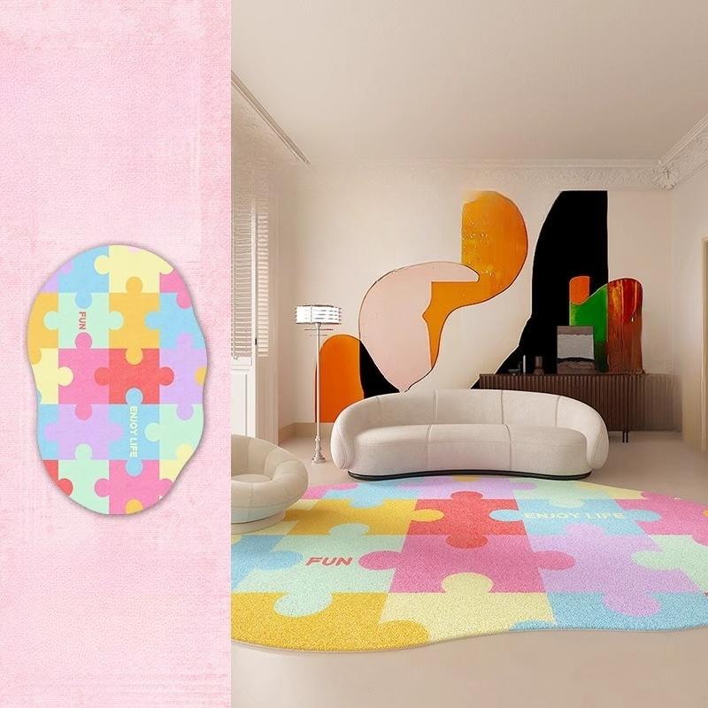 Dopamine Pink Fluffy Carpet Thick Soft Irregular Plush Rug For Living Room Bedroom Lounge Floor Mat