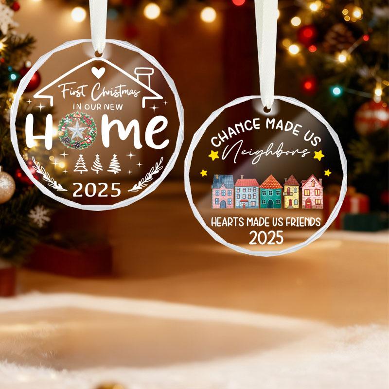 1pc/2pcs New Home Christmas Ornament 2025,House Warming Gifts New Home - Housewarming Gifts for First House, Glass Housewarming Gift Ideas for Couple
