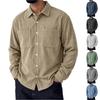 Heren Ribfluwelen Casual Relaxed Fit Shirt met Lange Mouwen en Twee Zakken Grote Maten