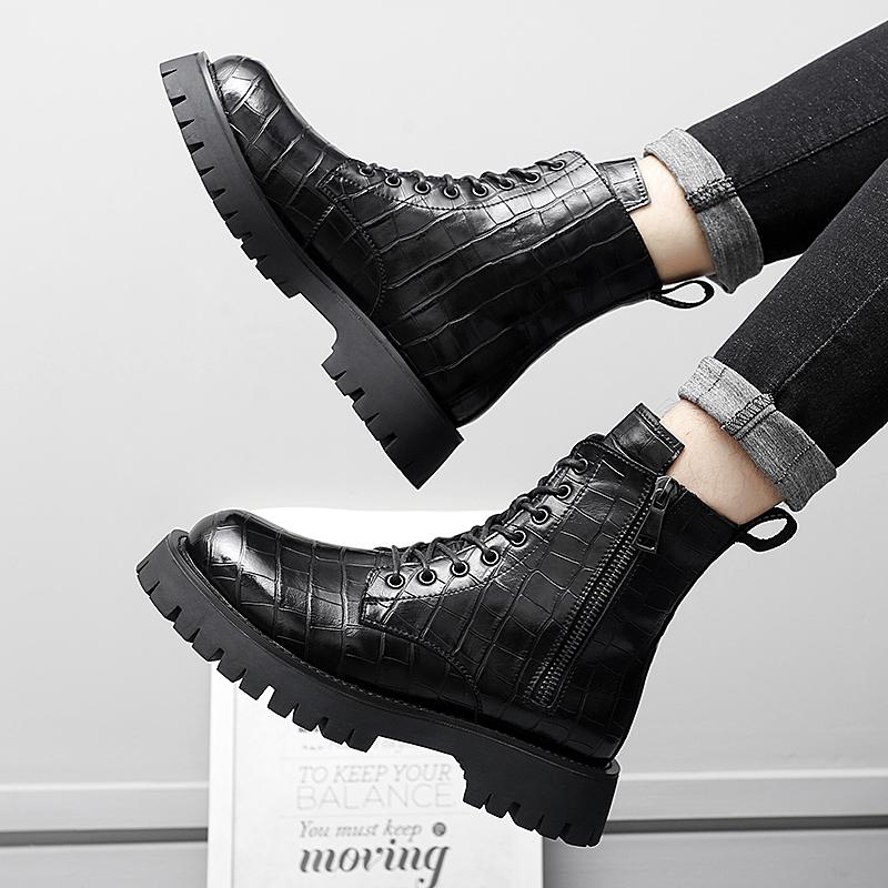 Designer Men's Fashion Party Banquet Wear Autumn Winter Boots Tide Platform Shoes Cowboy Ankle Boot Original Leather Botas