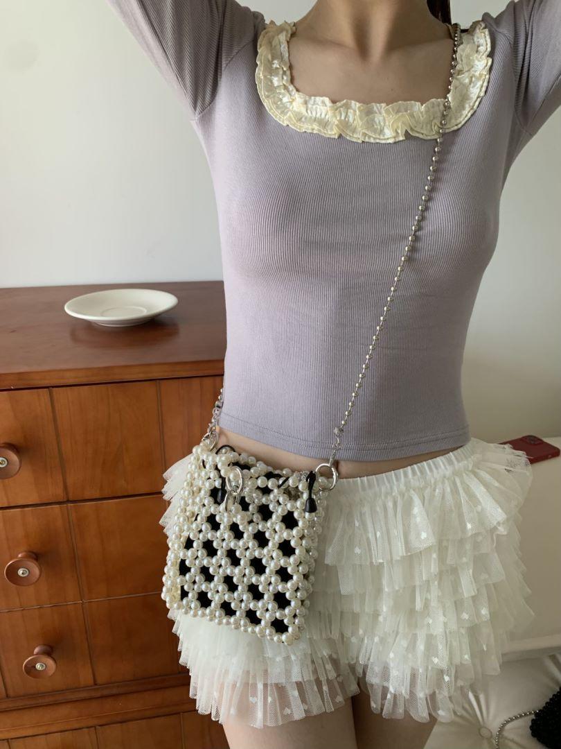 

Нова оригінальна антикварна сумка з перлинами, вишита бісером ручної роботи, плетена портативна сумка з косою сумкою слонова кістка