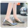 New Women's Boat Shoes Pointed Toe Pumps Kitten Heel Dress Shoes Silver Office Work Shoes for Female Black Spring Autumn