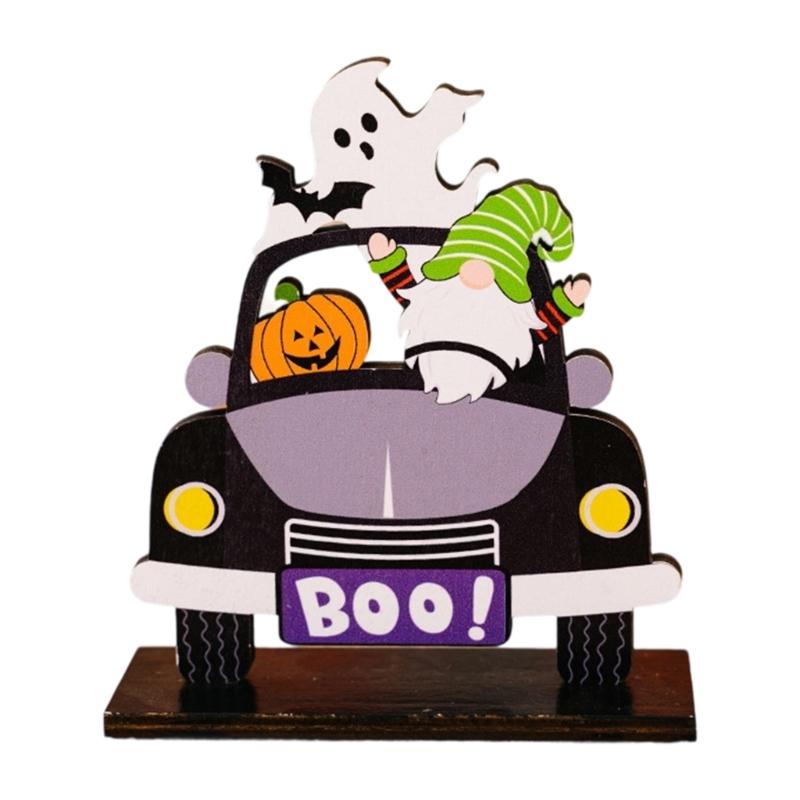 

Handmade Wood Car Dashboard Figurine Halloween Gnomes Boo Theme Unique Gift For Car Interior Decoration світло-сірого кольору