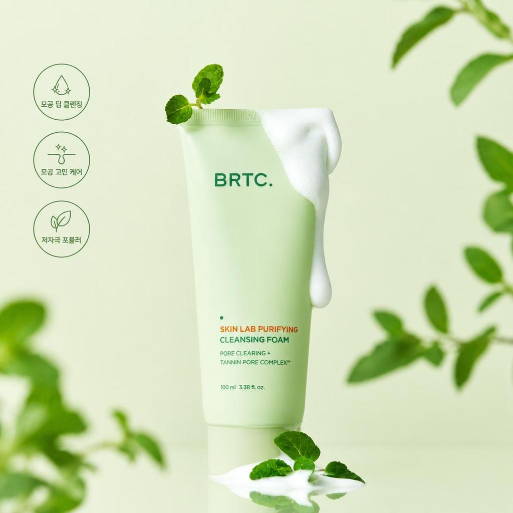 BRTC Skin Lab Purifying Cleansing Foam 100ml Deep Pore Facial Cleanser Hydrating Daily Foam Wash