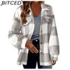 BITCED Naiste Vintage Vabaaja ruuduline sügis-talvine pikkade varrukatega POLO kaelusega jakid ja mantlid