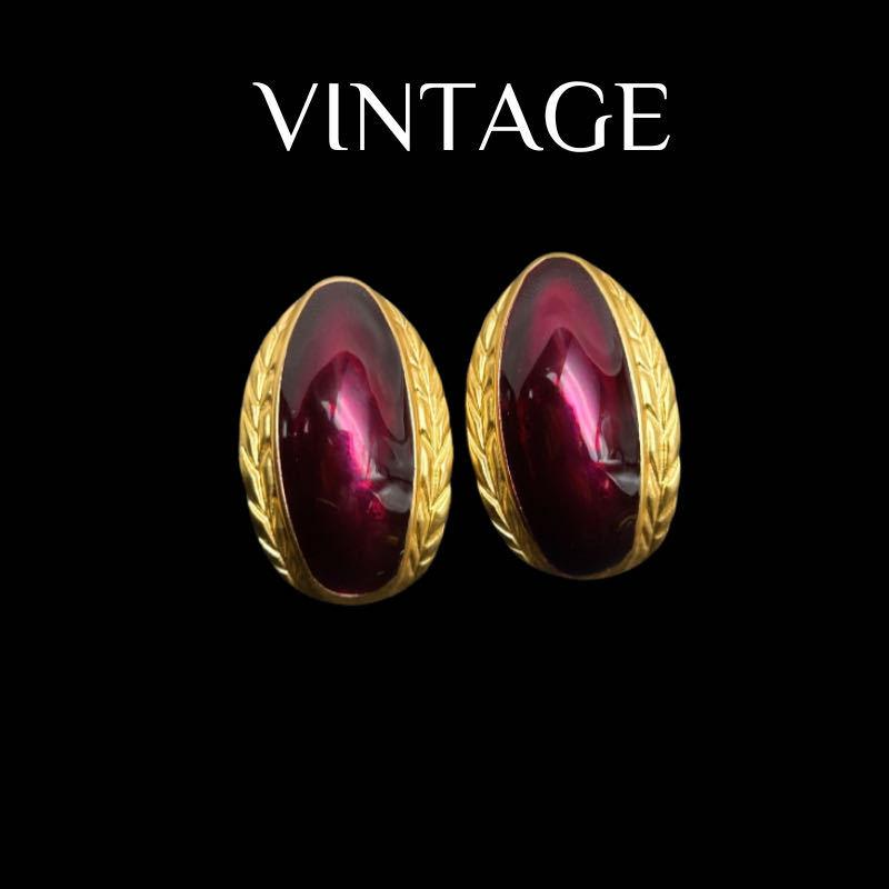 Vintage Enamel Glaze Craft Electroplating Genuine Gold Fashion Style Heavy Industry Retro 925 Silver Needle Earstuds маджента