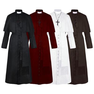 Costume da Prete Monocolore Cos Costume Halloween Prete Medievale Vintage Costume Cosplay