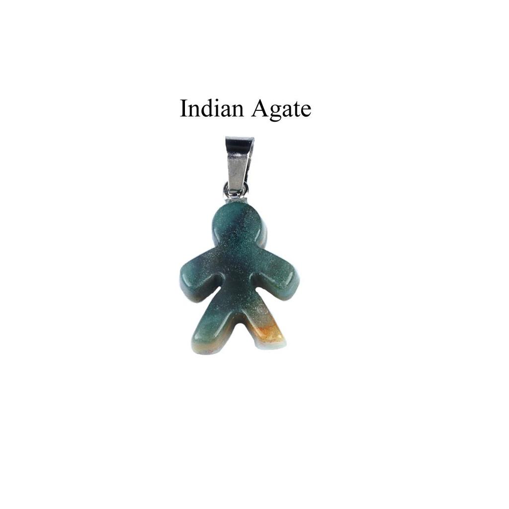 1 st Mini Reiki Healing Naturlig Sten Hänge, Pojke Flicka Form Kristall Agat Ametist Ädelstenar Berlocker för Smyckestillverkning DIY Halsbandstillbehör 20×16mm