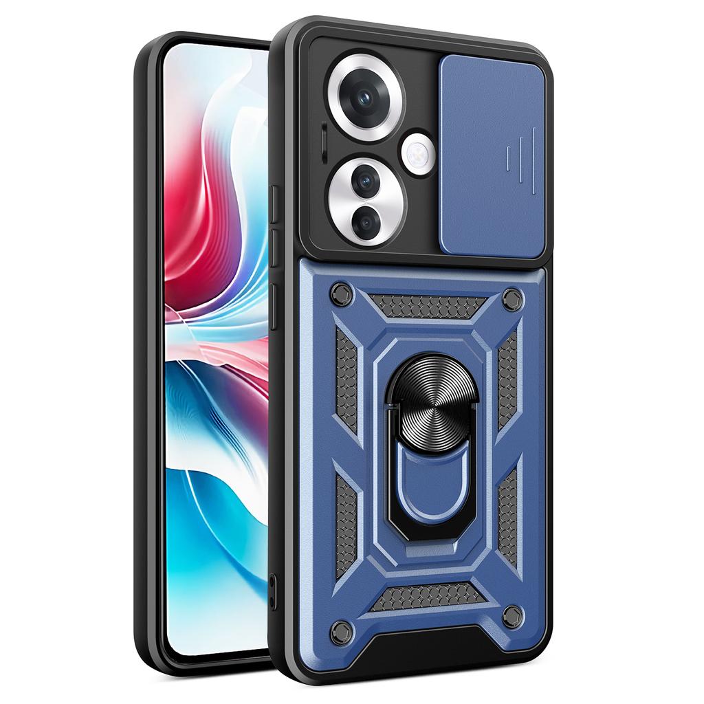 For Oppo Reno11 F 5G Case Slide Camera Cover PC+TPU Kickstand Phone Protector