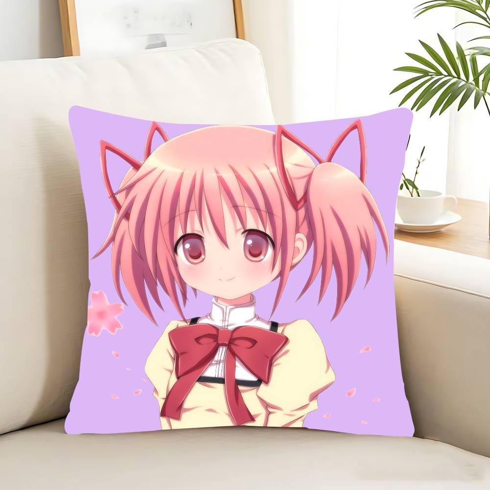 Cute Anime Puella Magi Pillow Case Removable Washable Cushion Cover – All-Season Soft Linen