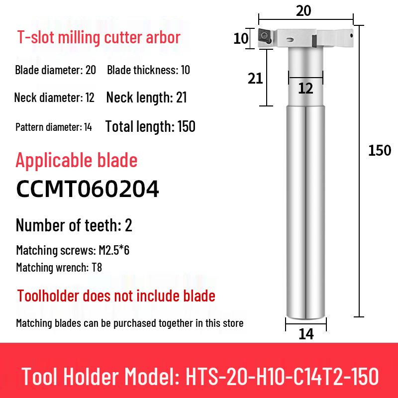 CNC T-Slot Milling Cutter with HTS Three-Sided Blade, Shank Thickness: 6, 8, 10, 12 Mm