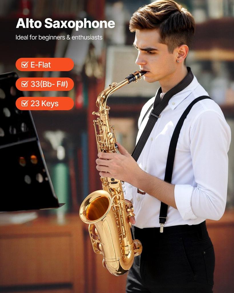 Gold Brass Alto Saxophone Eb E Flat Sax Beginner Kit with Case Mouthpiece